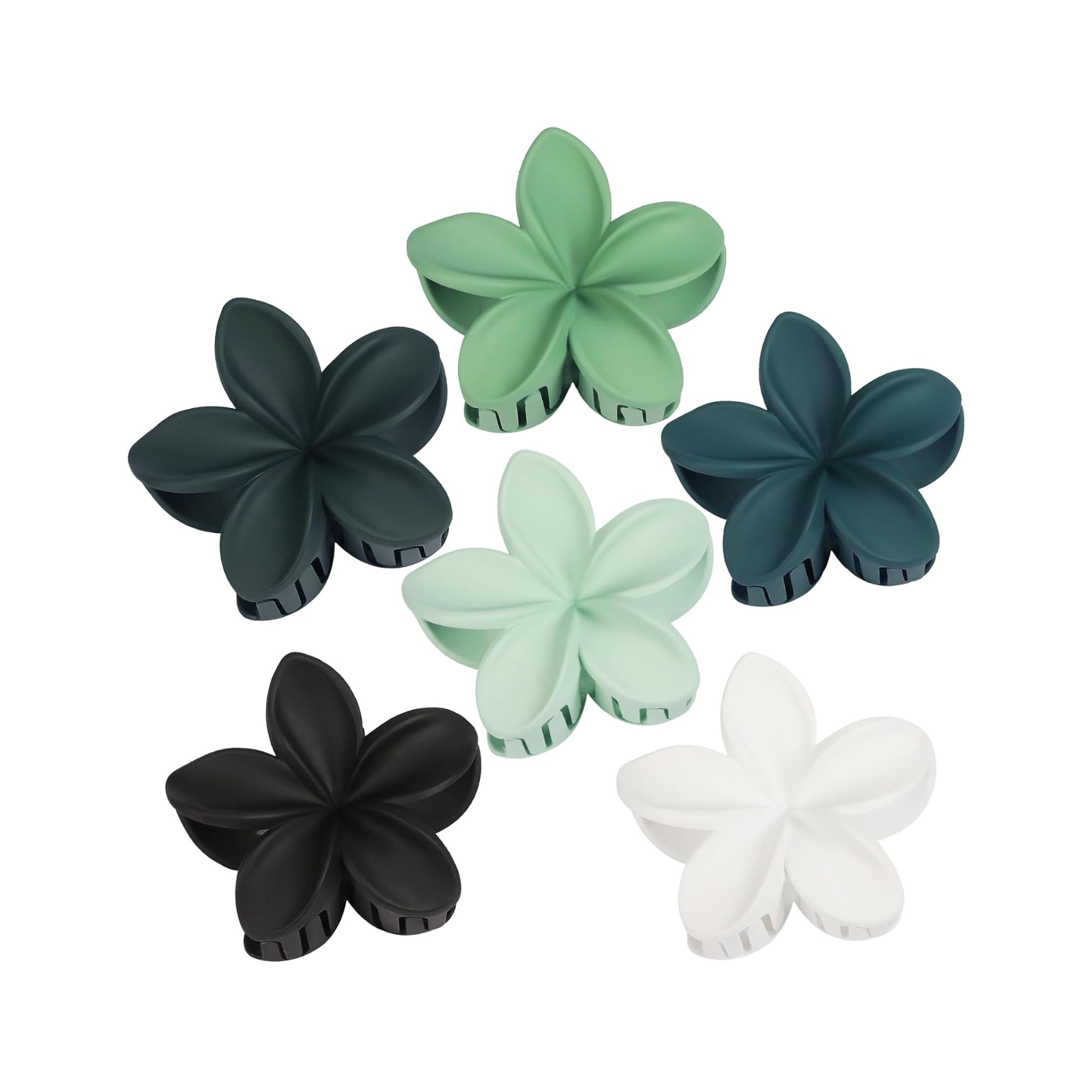 Plumeria-Inspired Flower Claw Clip Set – 6 Pack