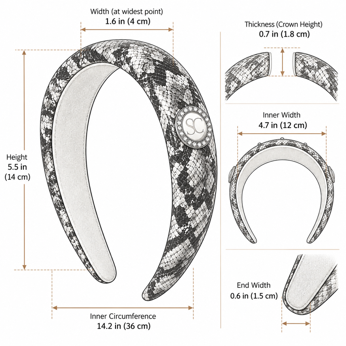 Claw clip size guide for mini claw clip, medium claw clip, and flower claw clip