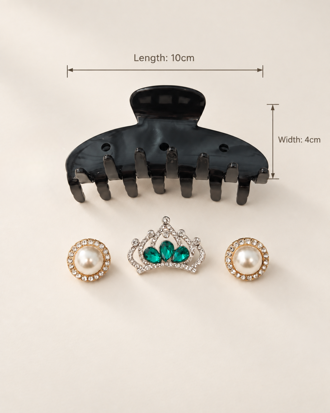 Claw clip size guide for mini claw clip, medium claw clip, and flower claw clip